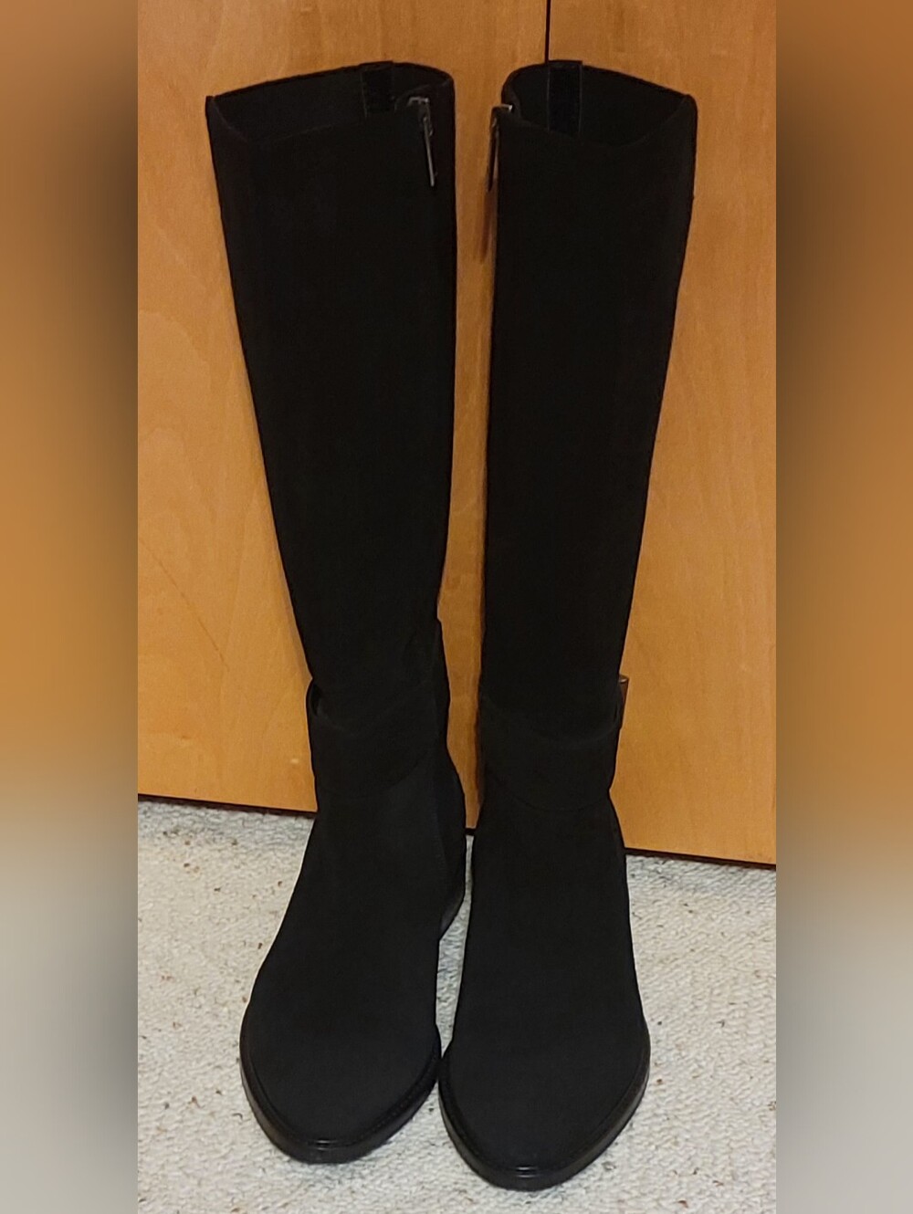 Aquatalia Giada Suede Leather Tall Zip Up Riding Black Boots 10 M Like New